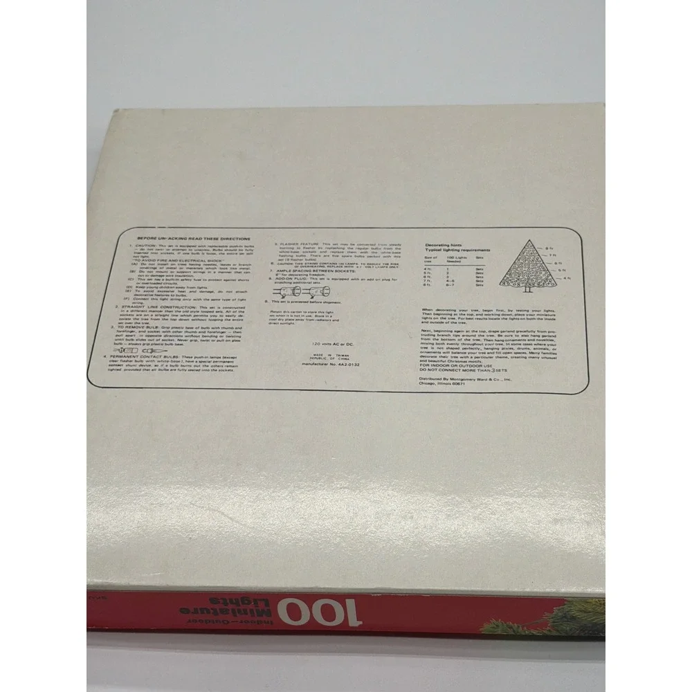 Montgomery Ward Vintage 100 Miniature Christmas Lights Multi‎ Color Flashing UL